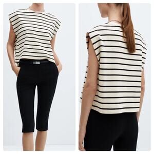 Mango Shoulder pad striped t-shirt